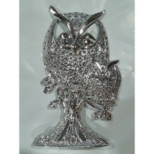 Owl Jewelry Holder, Torino Silvertone Owl Earring Holder Decor, Vintage